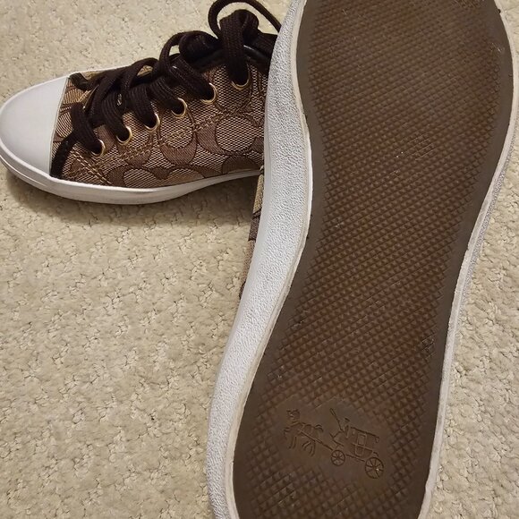 Women's COACH Empire Signature Sneakers Brown/Gold/Tan - Picture 7 of 11